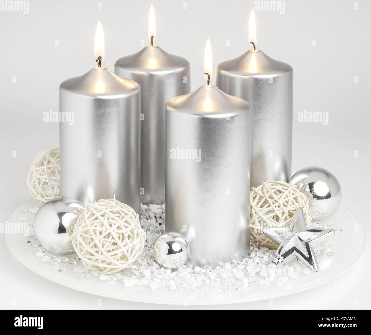 Adventskranz, silber Foto Stock
