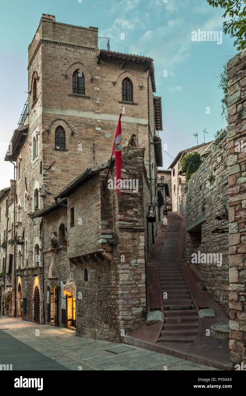 Angolo medievale di Assisi. Perugia, Umbria, Italia Foto Stock