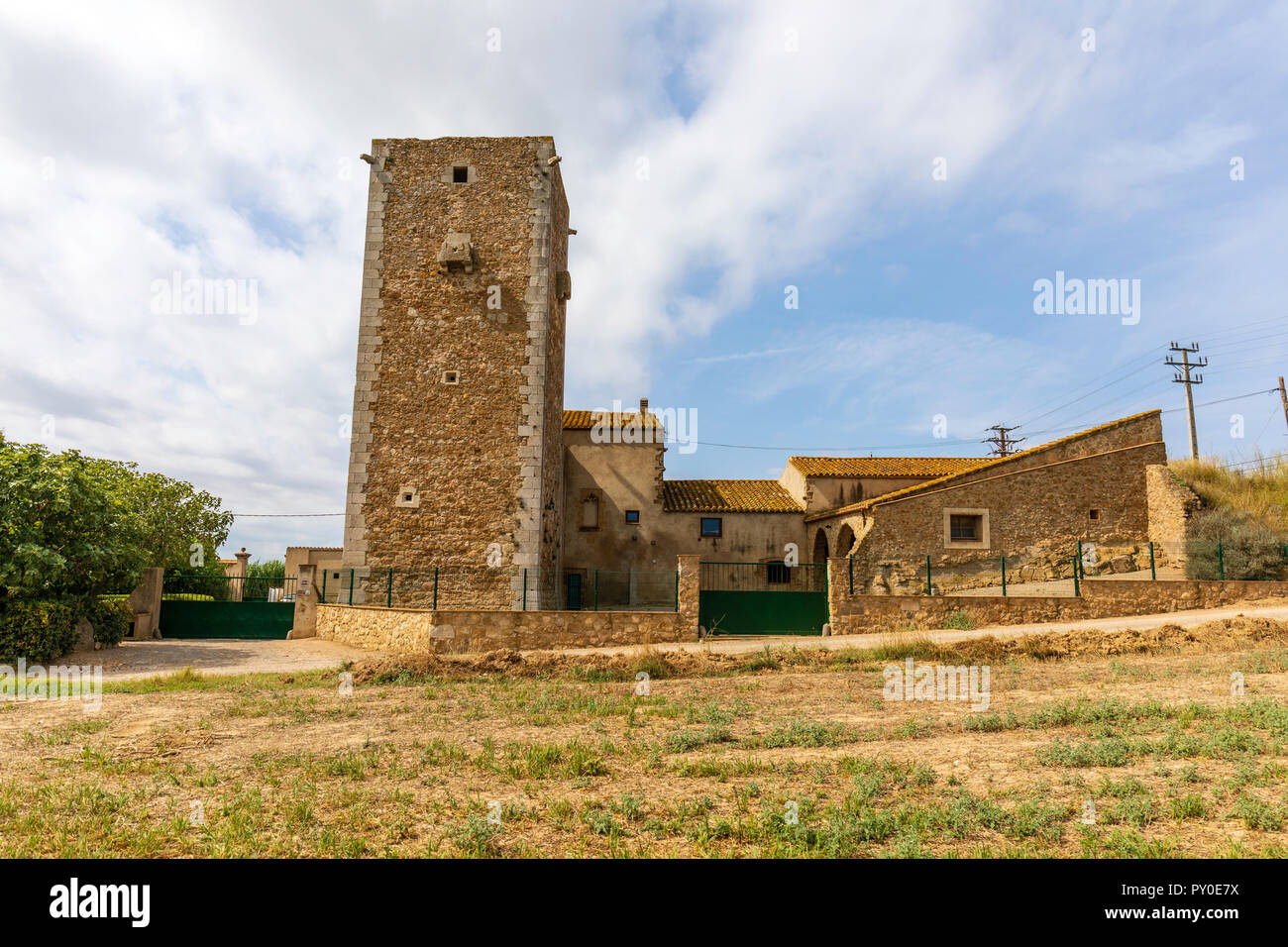 Fattoria fortificata a Torroella de Montgri, Costa Brava, Spagna Foto Stock