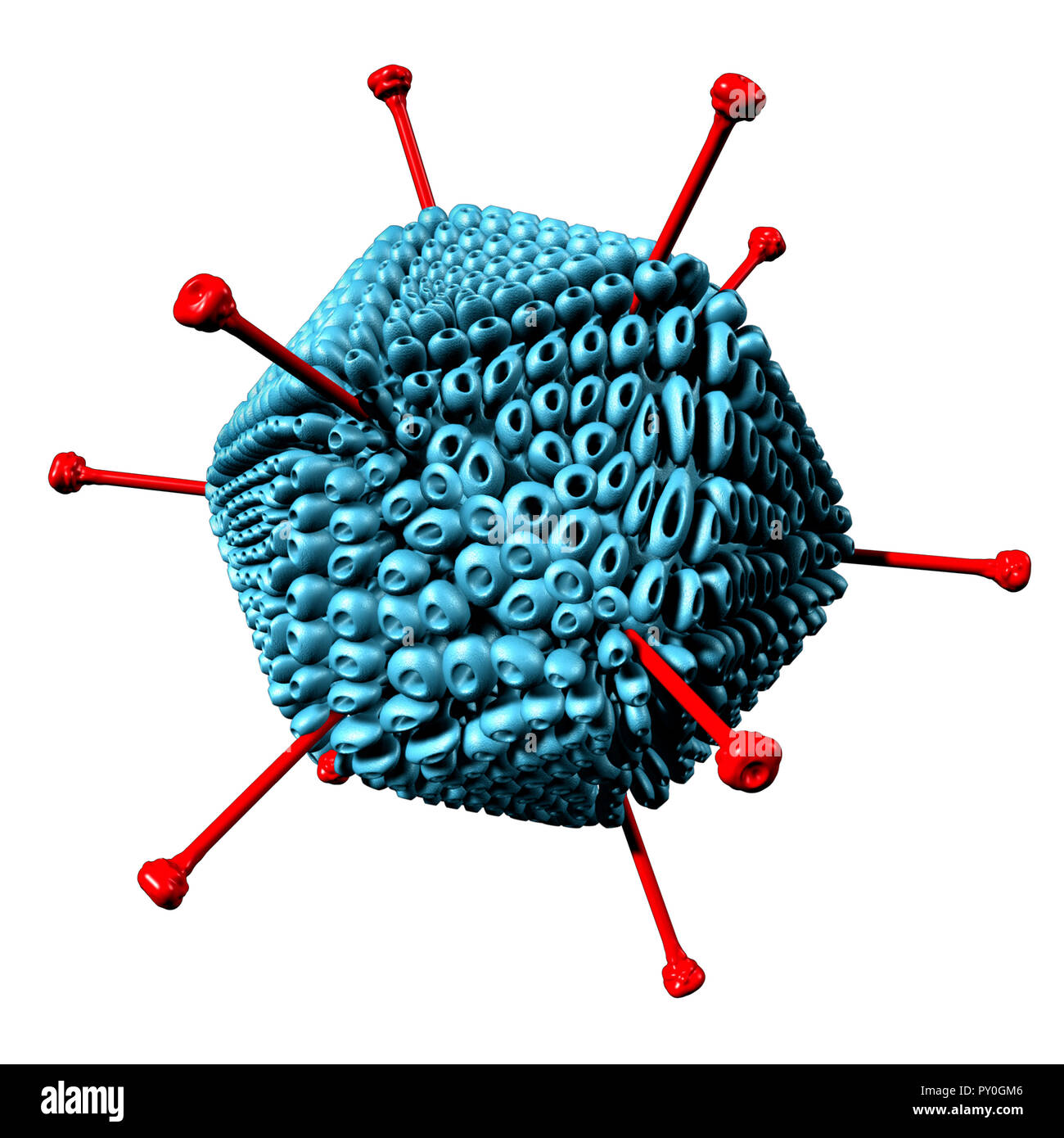 Un adenovirus come una malattia respiratoria come una infezione da virus che causano malattia febbre alta come una microscopica modello molecolare concetto. Foto Stock