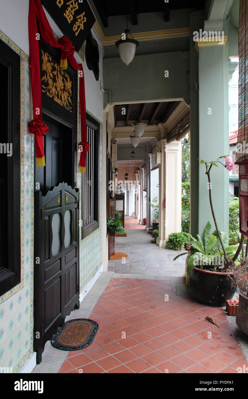 Case private sulla Emerald Hill Road a Singapore. Foto Stock