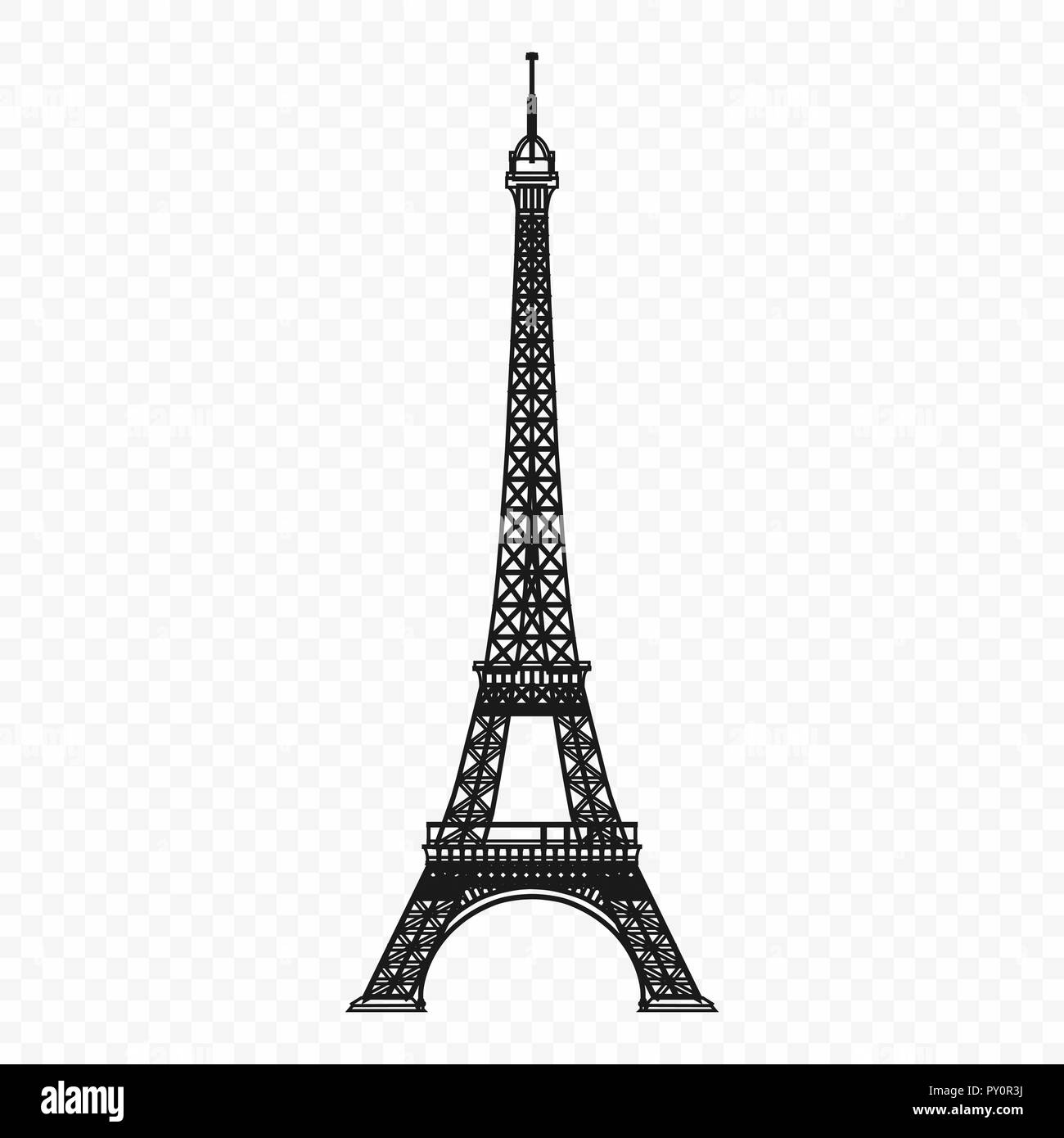 Torre Eiffel isolato illustrazione vettoriale . Modello per la progettazione Illustrazione Vettoriale