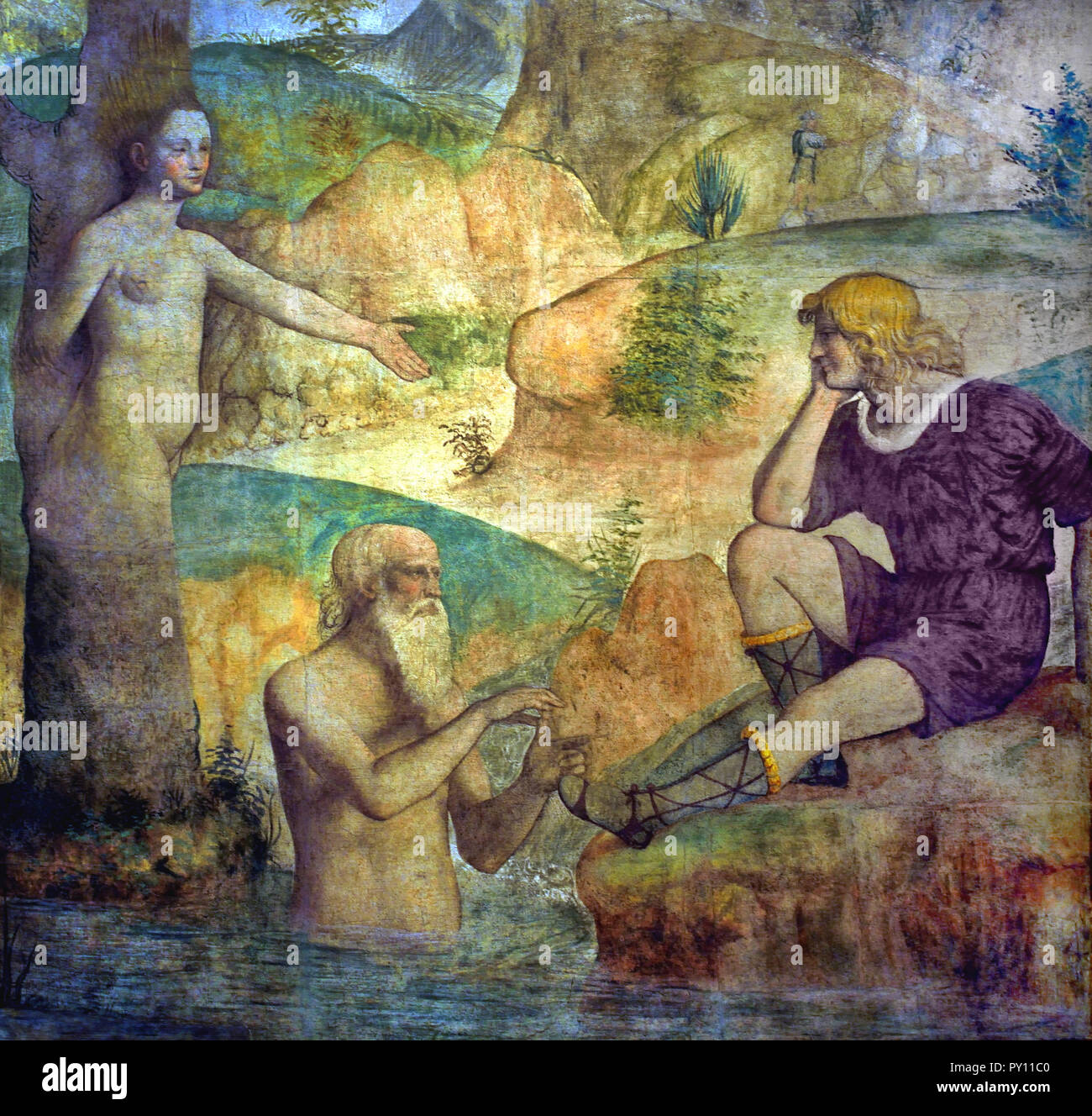 Gravi confortato da Driope e Tavaiano 1513-14 di Bernardino Luini 15-16secolo Italia, italiano. Affresco Foto Stock