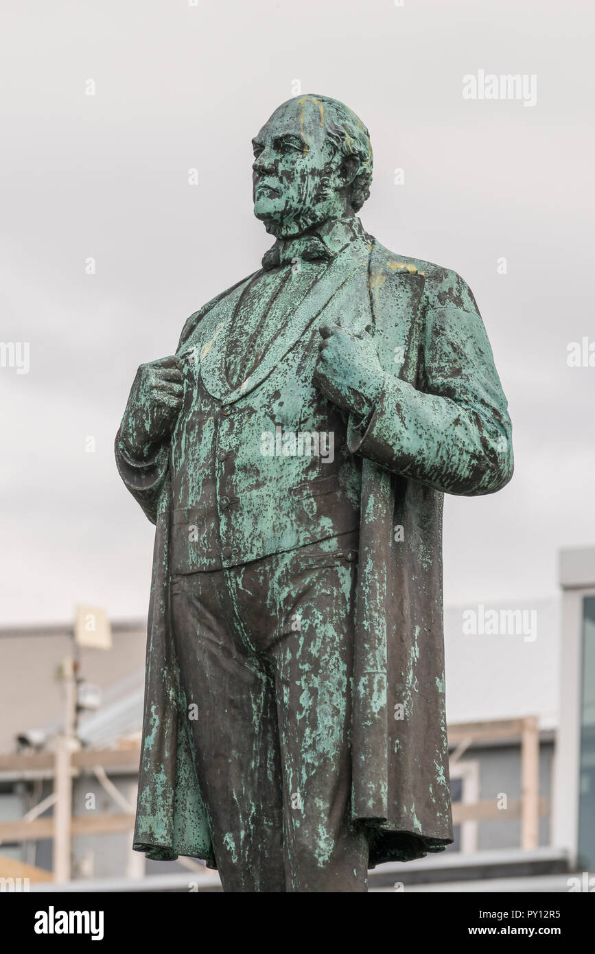 Statua di Jon Sigurdsson, attivista politico, Islanda giorno dell indipendenza, Reykjavik, Islanda Foto Stock