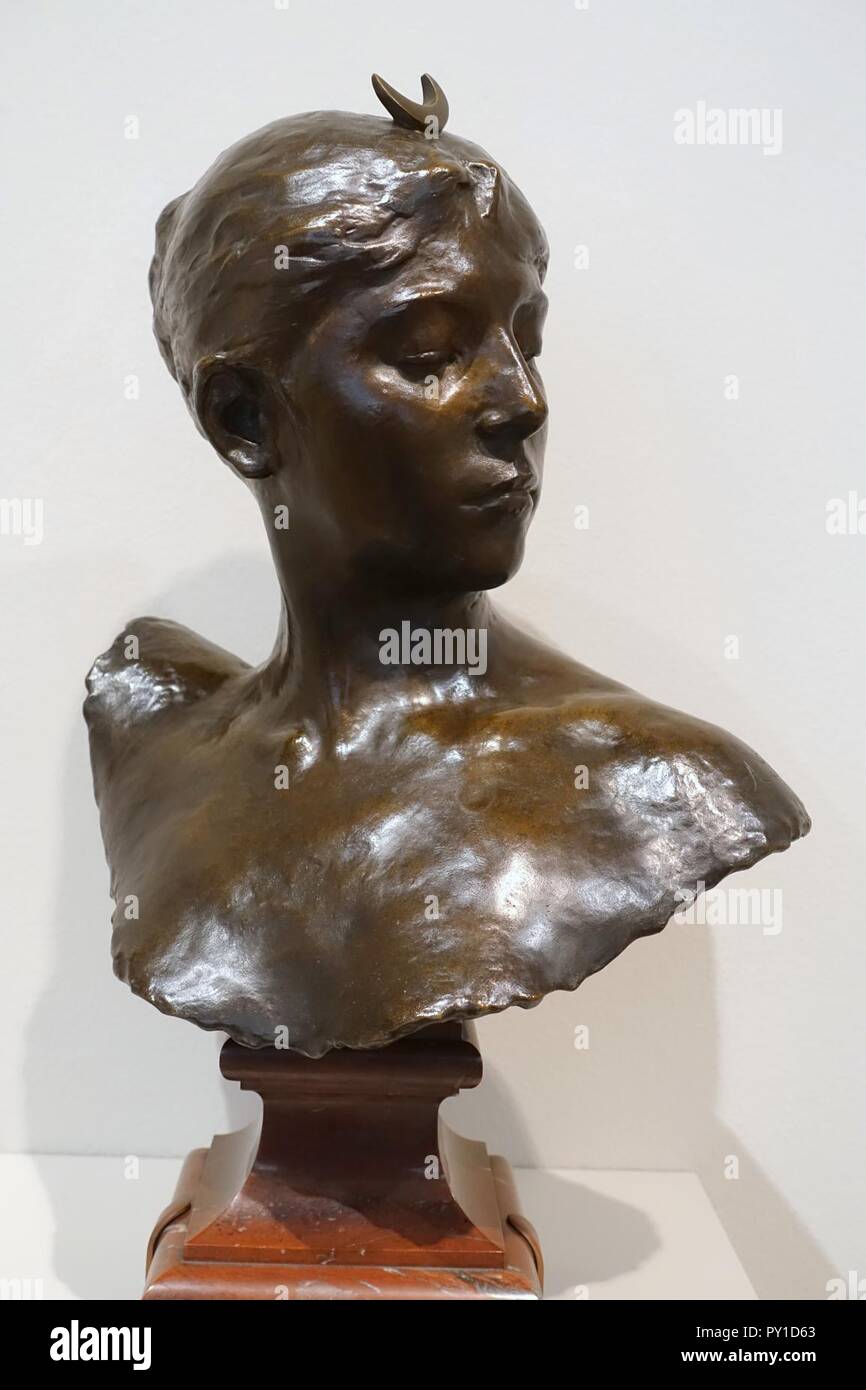 Busto di Diana, da Jean Alexandre Falguiere Giuseppe, 1882, bronzo, marmo Foto Stock