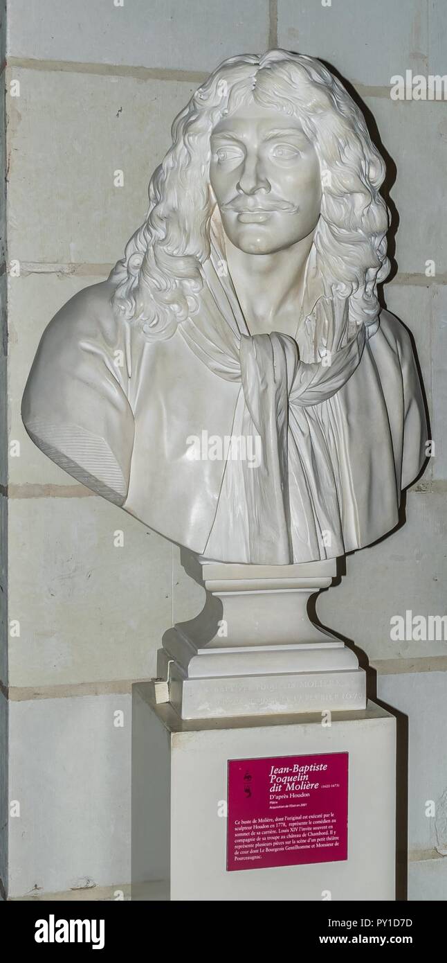 Busto di Moliere presso il Castello di Chambord. Foto Stock