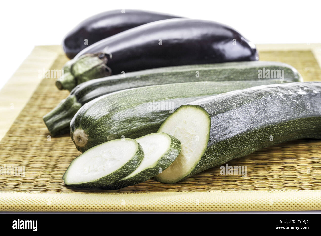 Zucchine und Auberginen Foto Stock
