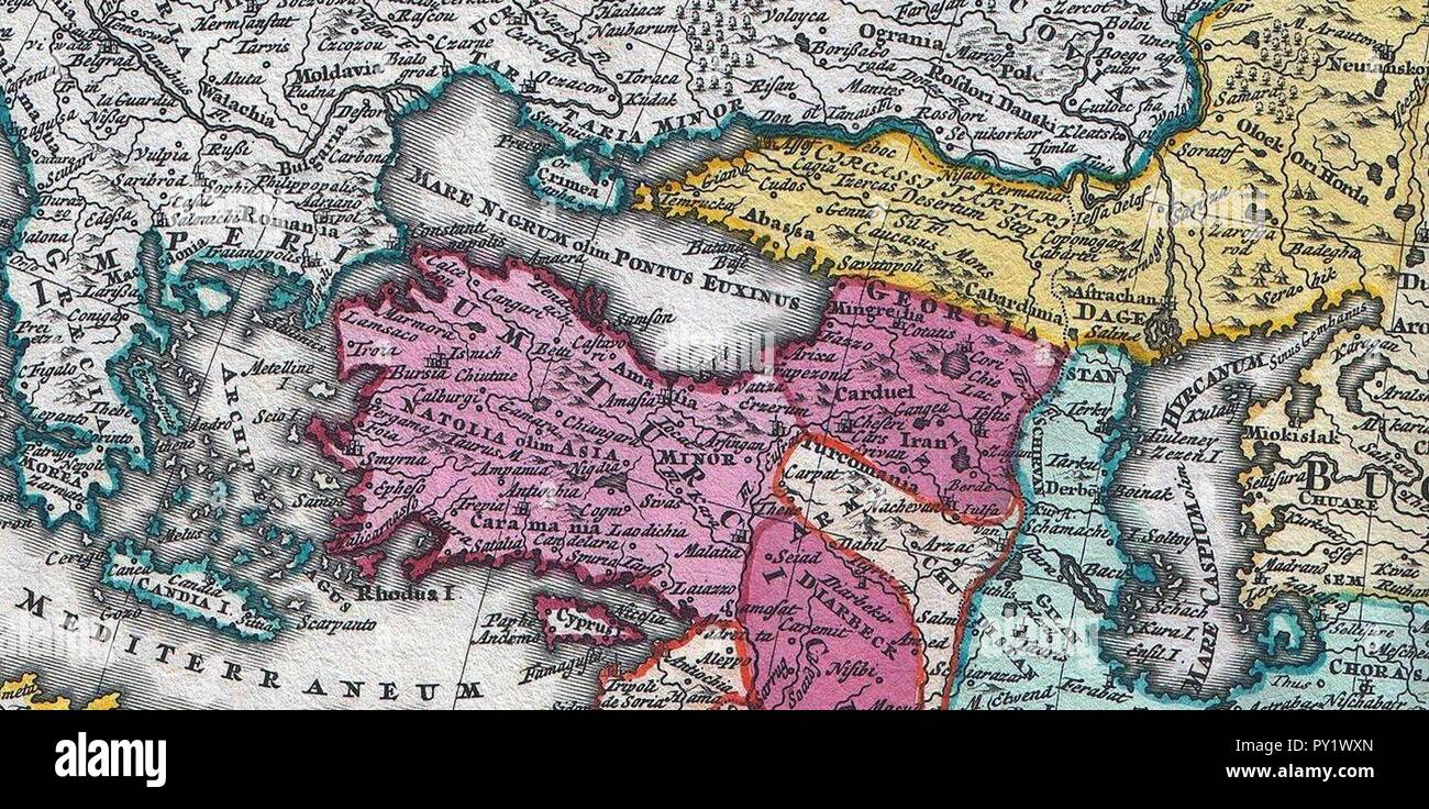 C. Homann (. Mappa di Asia. 1730. Caucaso. Foto Stock