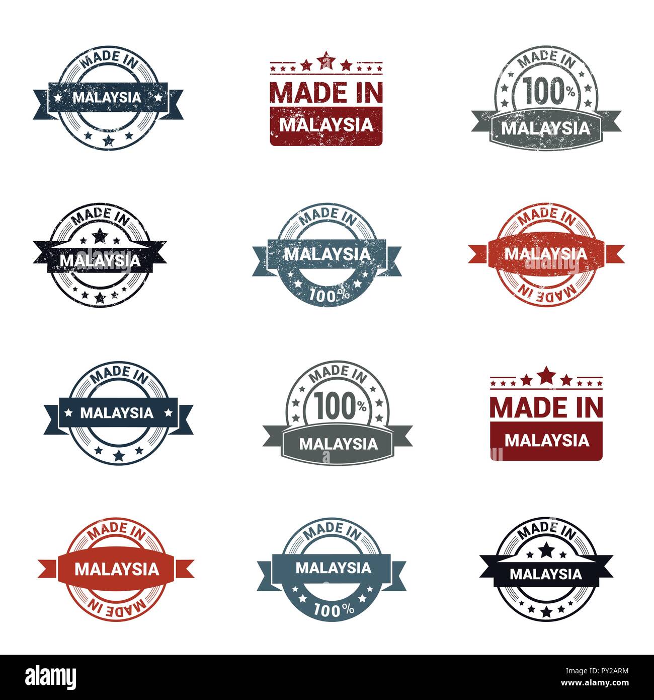 Malaysia stamp set design vector Illustrazione Vettoriale