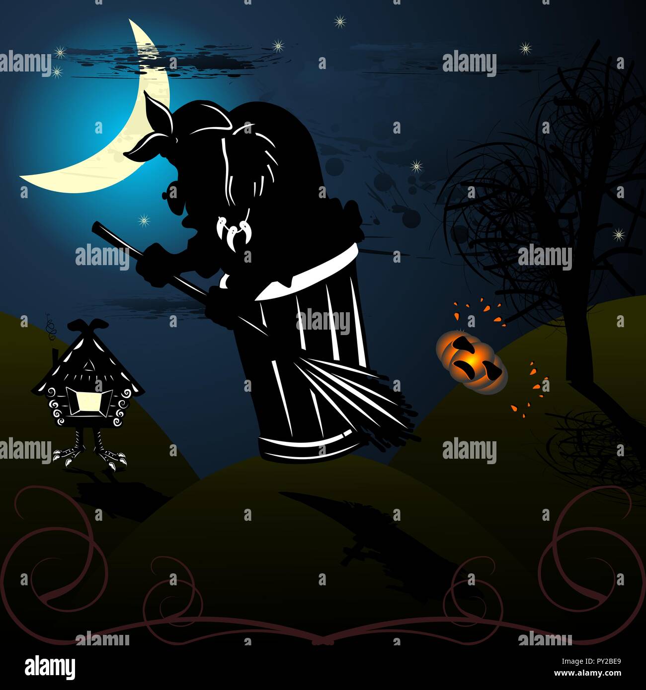 Baba Yaga osso gamba immagine vettoriale di Halloween Illustrazione Vettoriale