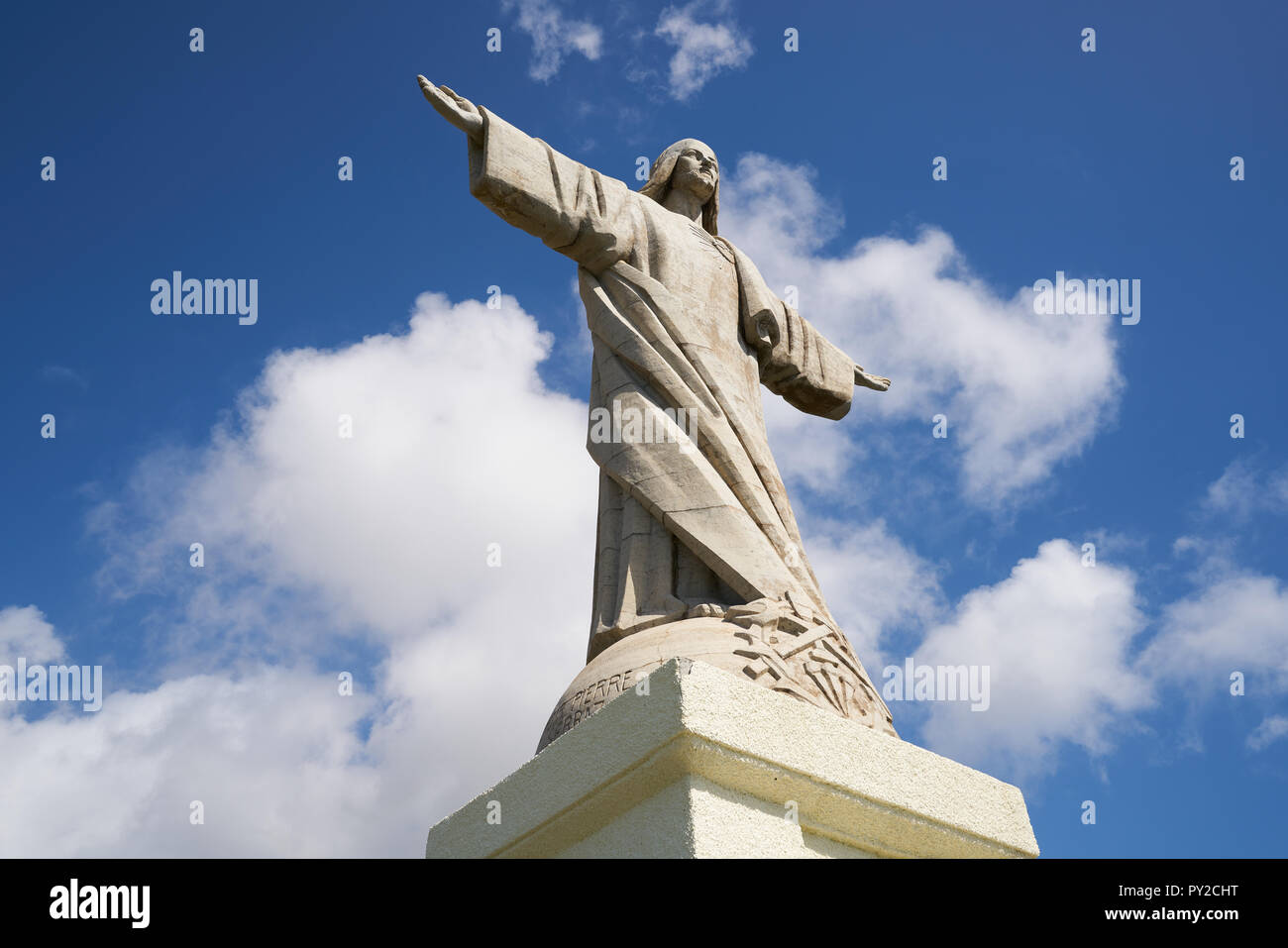 Cristo Rei Gesù Cristo scultura in Caniço, di Madera Foto Stock