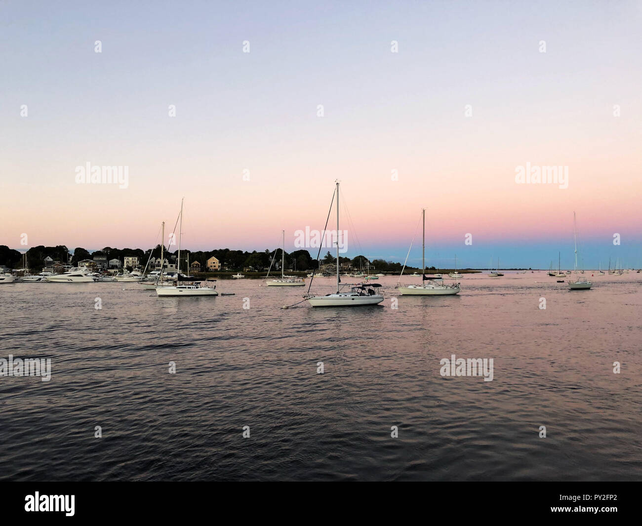 Newburyport al tramonto, Massachusetts, Stati Uniti Foto Stock