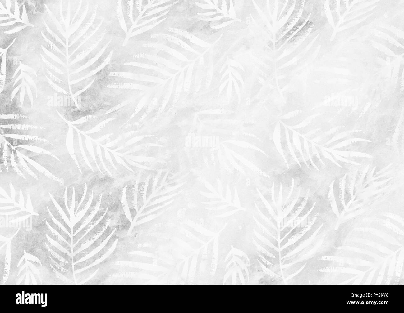 Il White Palm lascia pattern vuoto argento sfondo della carta Foto Stock
