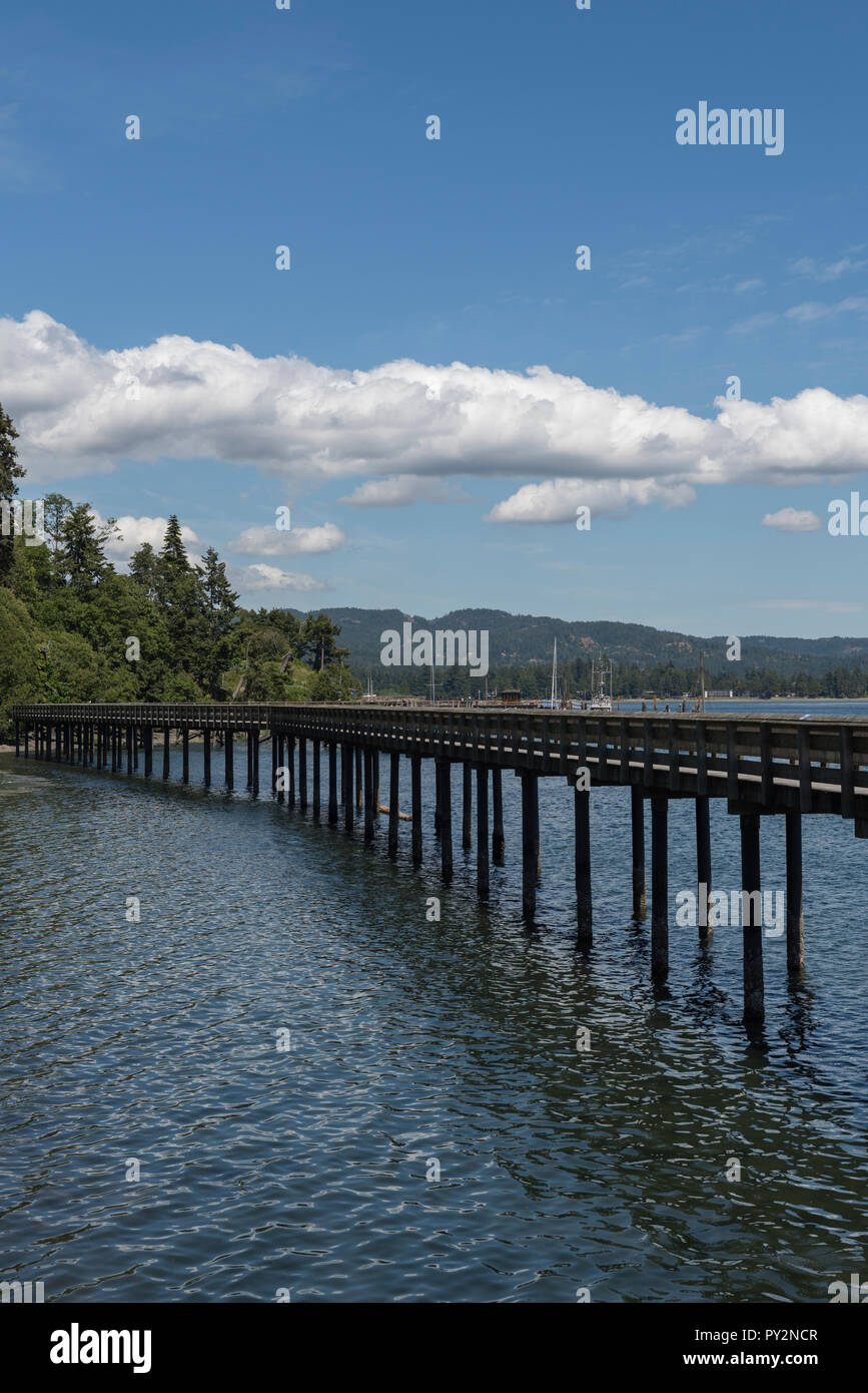 Marine Sooke Boardwalk sull'Isola di Vancouver, British Columbia, Canada Foto Stock