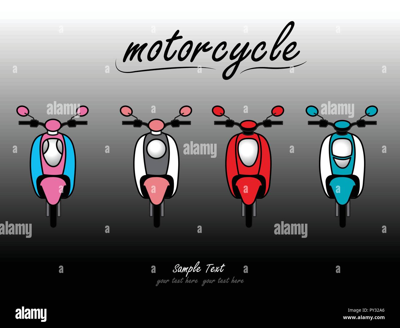 Set di quattro anteriori scooter design Illustrazione Vettoriale