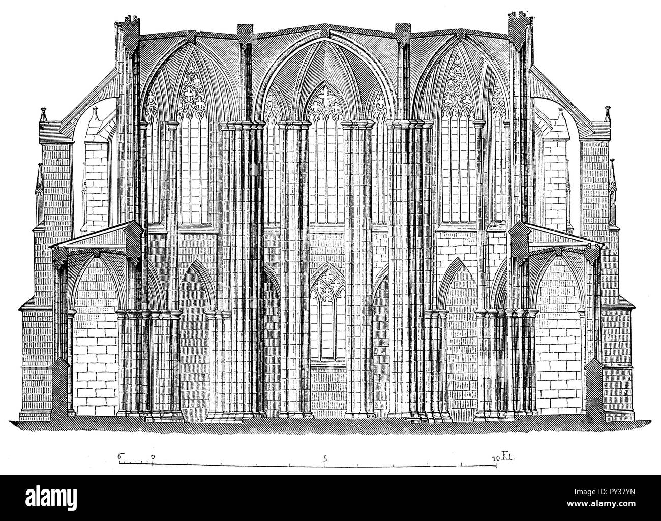 Il coro della chiesa Zwetl: sezione trasversale, 1870 Foto Stock