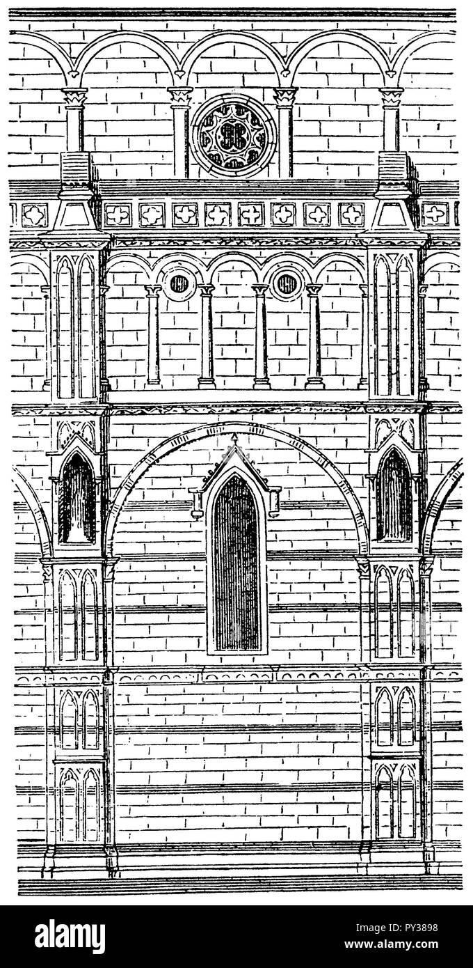 Cattedrale di Lucca: vista esterna, 1870 Foto Stock