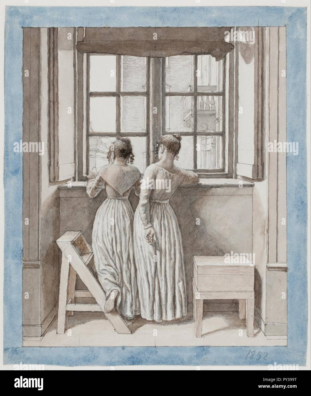 C.W. Eckersberg - in corrispondenza di una finestra in Studio dell'artista Foto Stock