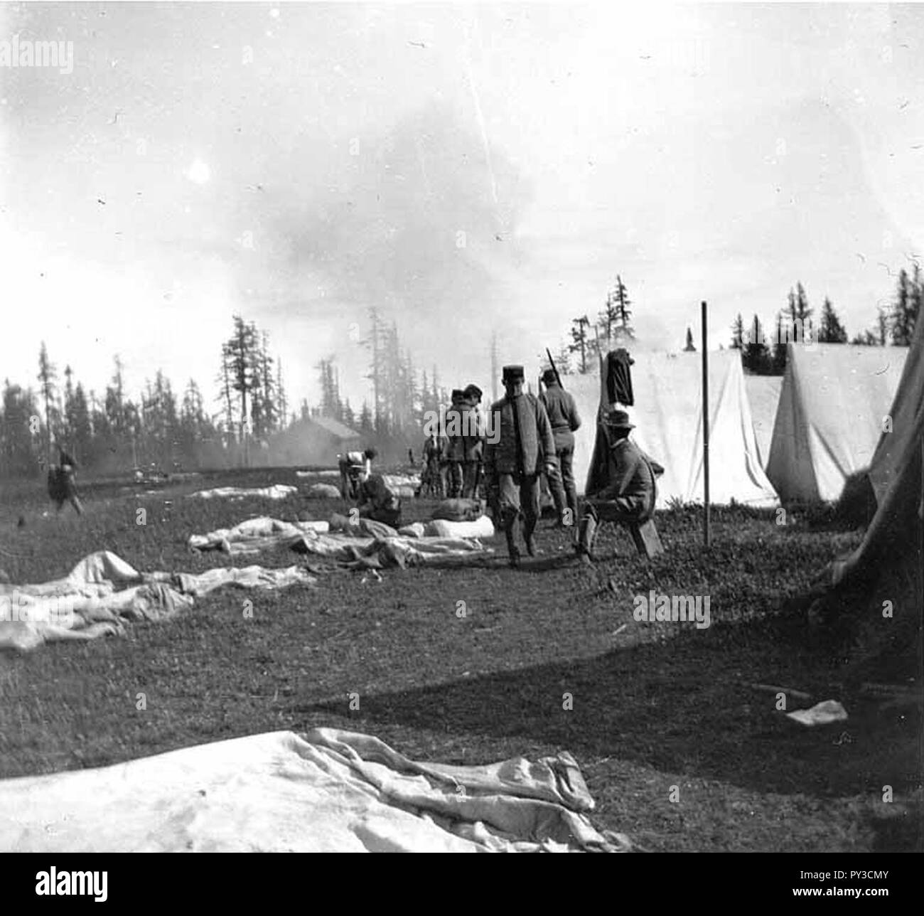 Cadetti camp rottura, Fort Lawton, maggio 1900 (KIEHL 319). Foto Stock