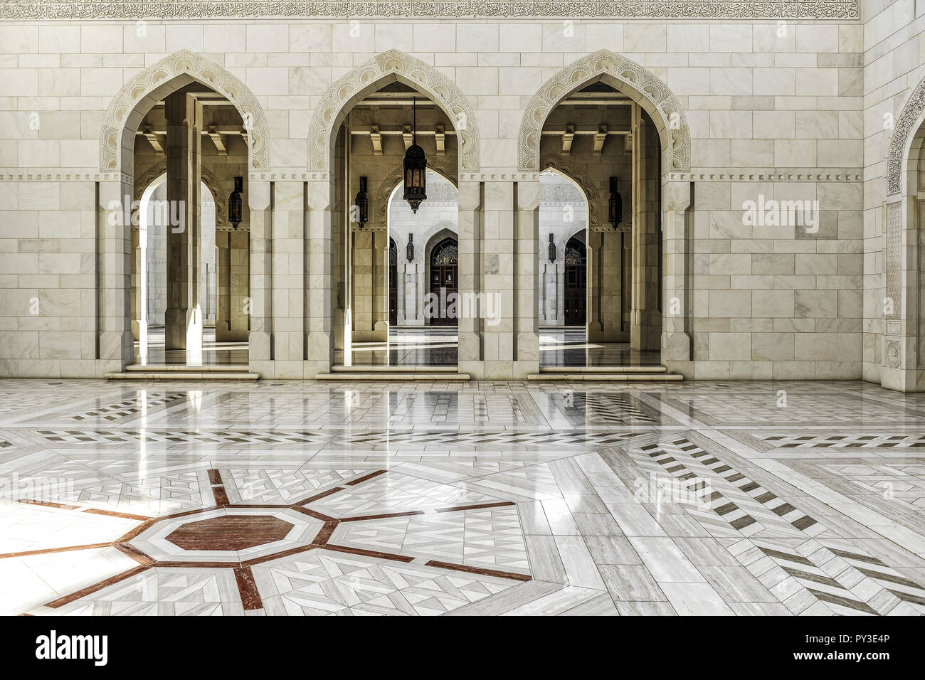 Grosse Sultan-Qabus-Moschee, Muscat Oman Foto Stock