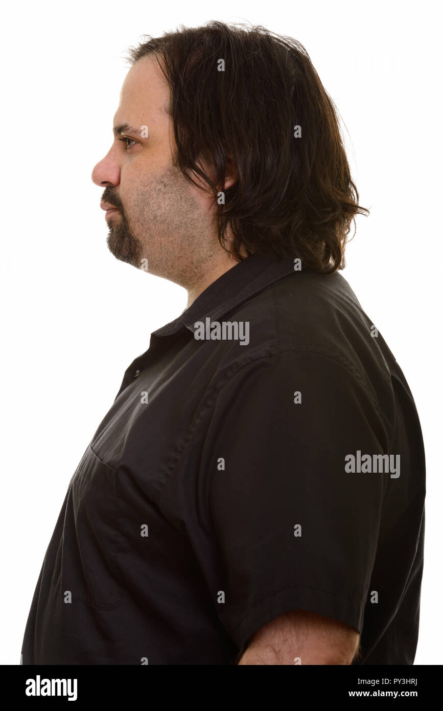 Vista di profilo di grasso uomo caucasico faccia Foto Stock