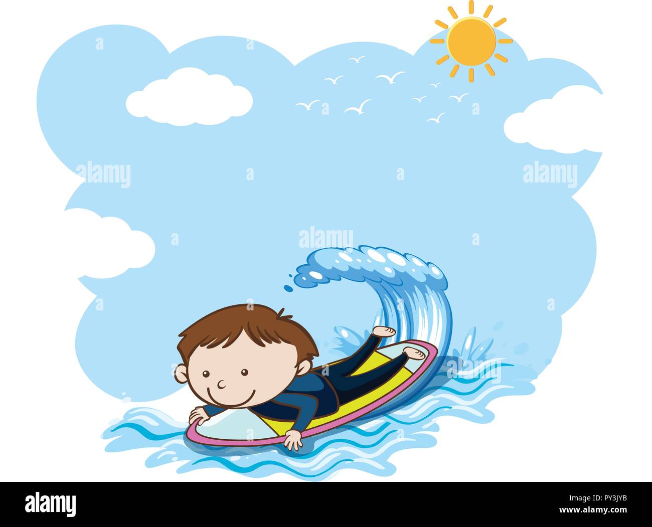 Un surfista Paddle fuori nel mare illustrazione Illustrazione Vettoriale