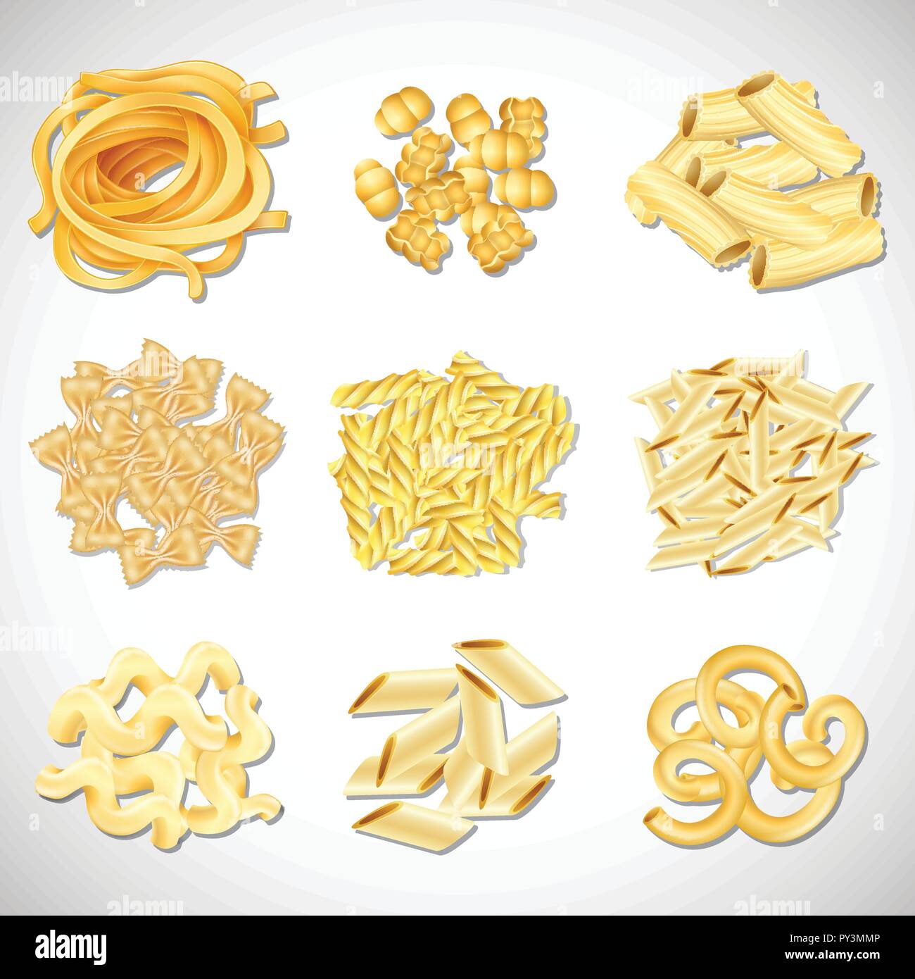 Un set di pasta tipo immagine Illustrazione Vettoriale