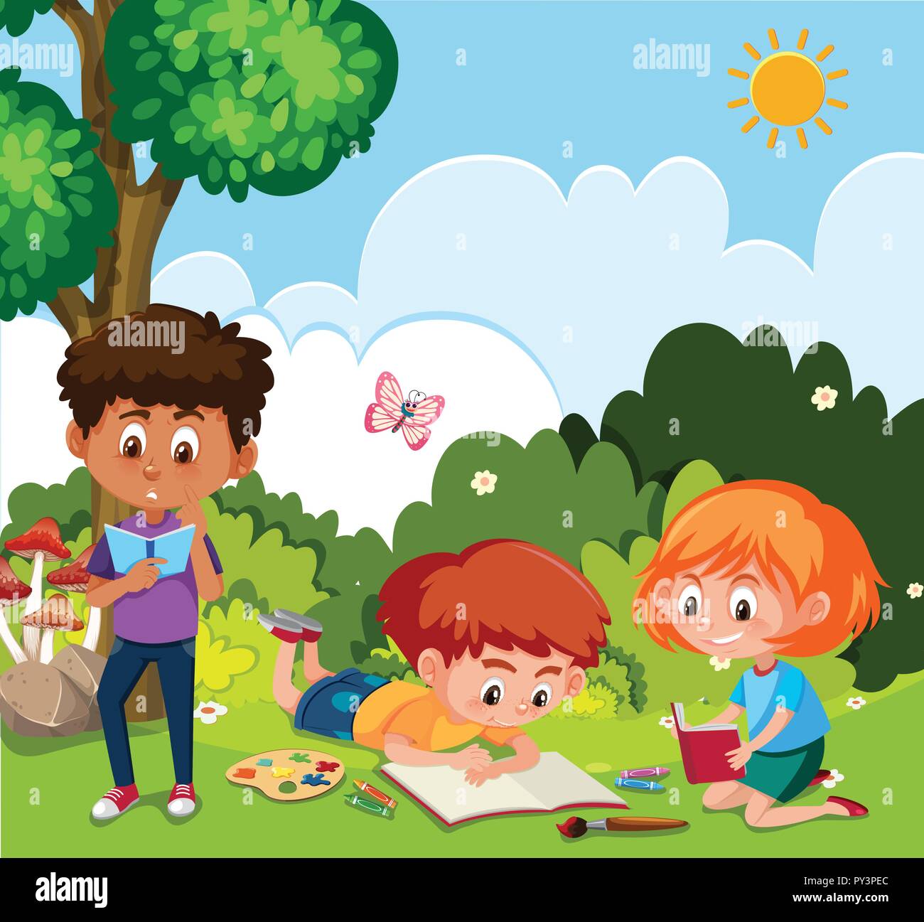 Disegno per bambini nella natura illustrazione Immagine e Vettoriale - Alamy