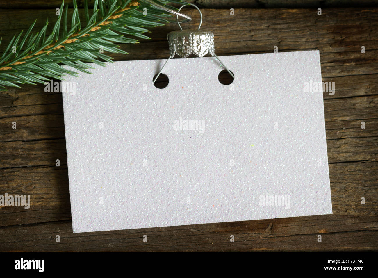 Invito business card vuote sull'albero di Natale astratto concetto di sfondo Foto Stock