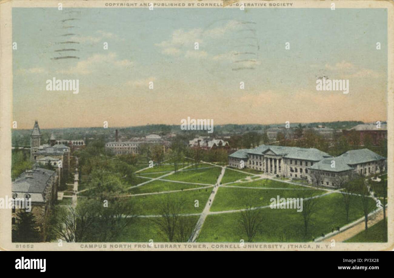 Campus a nord dalla libreria torre, Cornell University Foto Stock