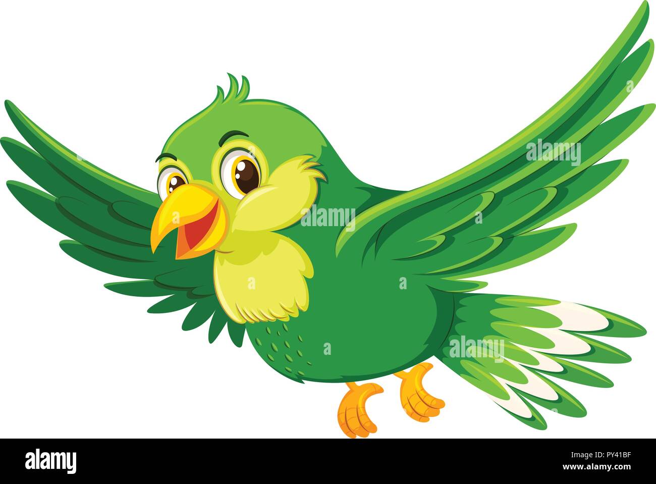 Carino battenti verde illustrazione degli uccelli Illustrazione Vettoriale