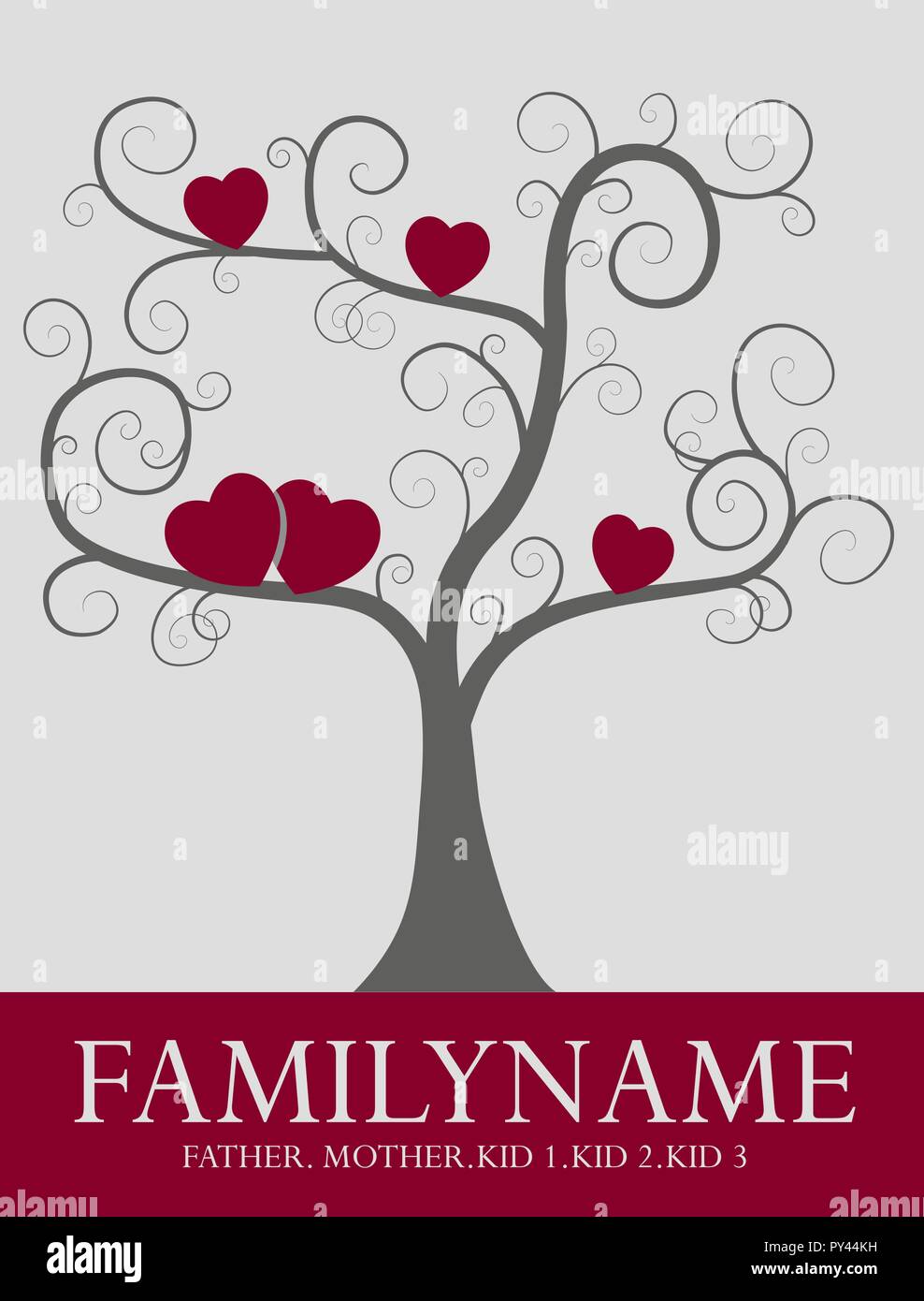 Albero di famiglia con il cuore Illustrazione Vettoriale