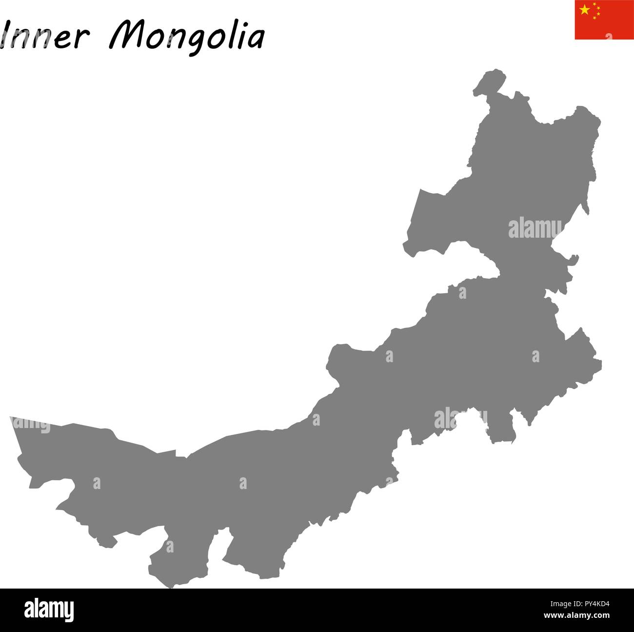 Alta qualità mappa della Mongolia interna è una provincia della Cina Illustrazione Vettoriale