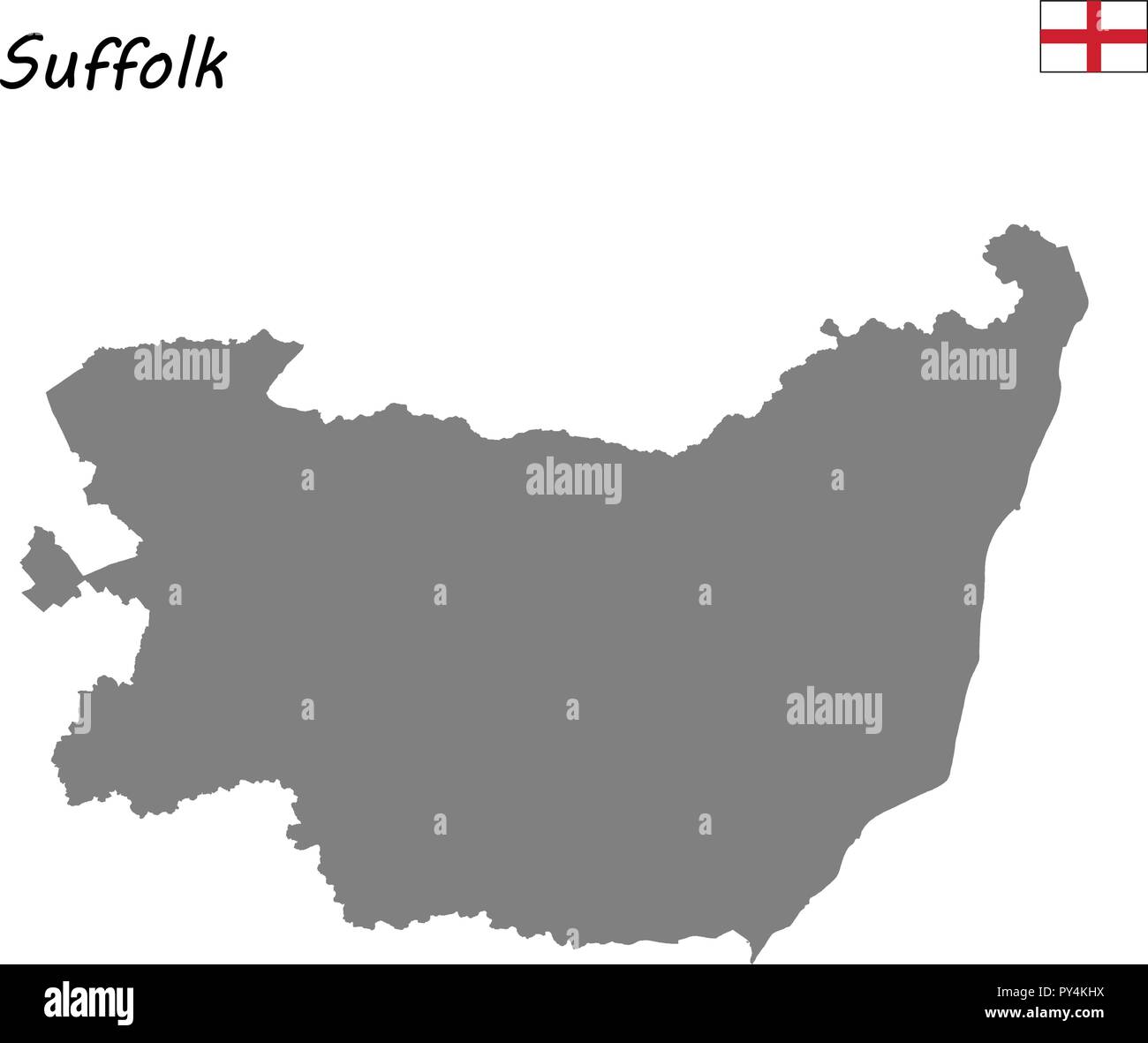Alta qualità mappa è un cerimoniale di contea di Inghilterra. Suffolk Illustrazione Vettoriale