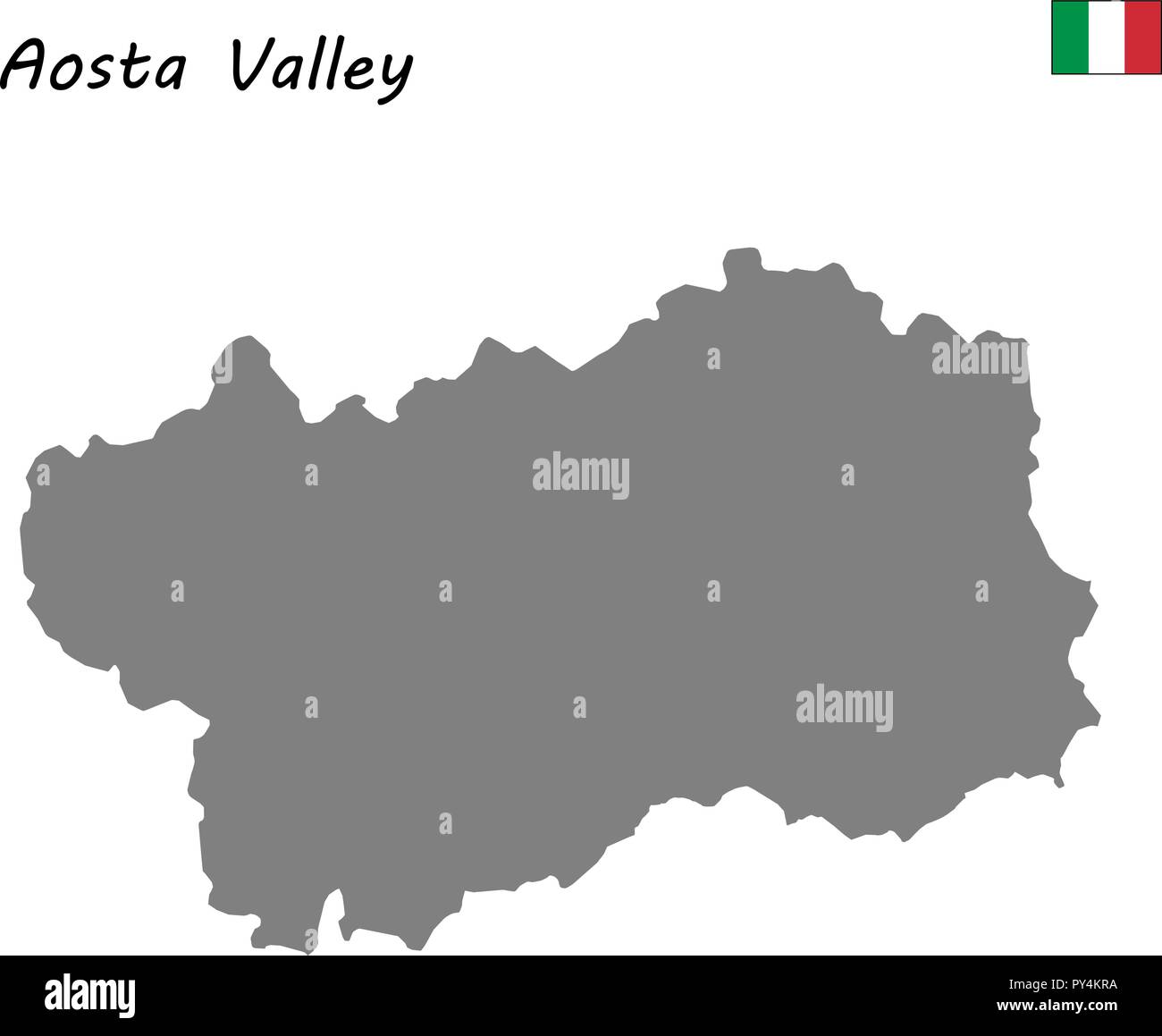 Alta qualità mappa della Valle d'Aosta è una regione dell'Italia Illustrazione Vettoriale