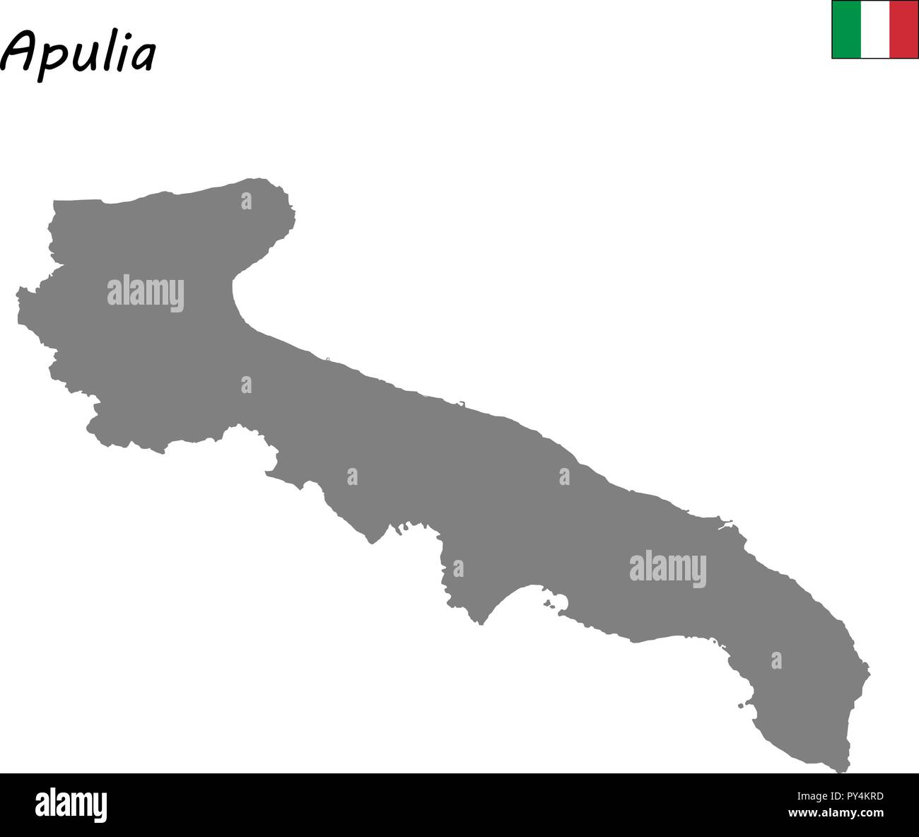 Alta qualità di mappa Puglia è una regione dell'Italia Illustrazione Vettoriale