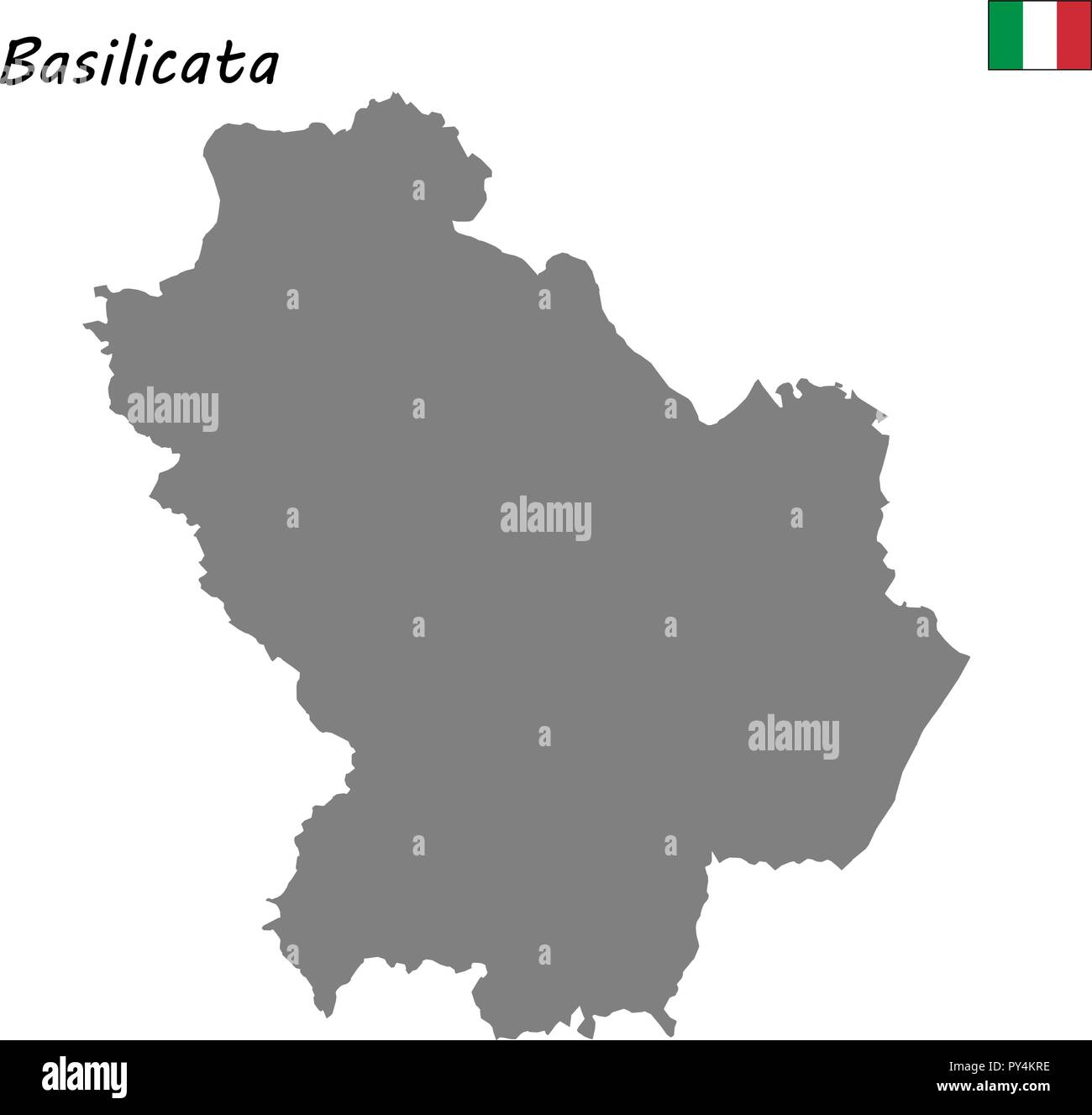Alta qualità mappa della Basilicata è una regione dell'Italia Illustrazione Vettoriale
