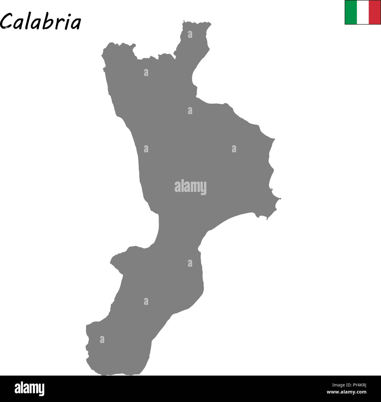 Alta qualità mappa di Calabria è una regione dell'Italia Illustrazione Vettoriale