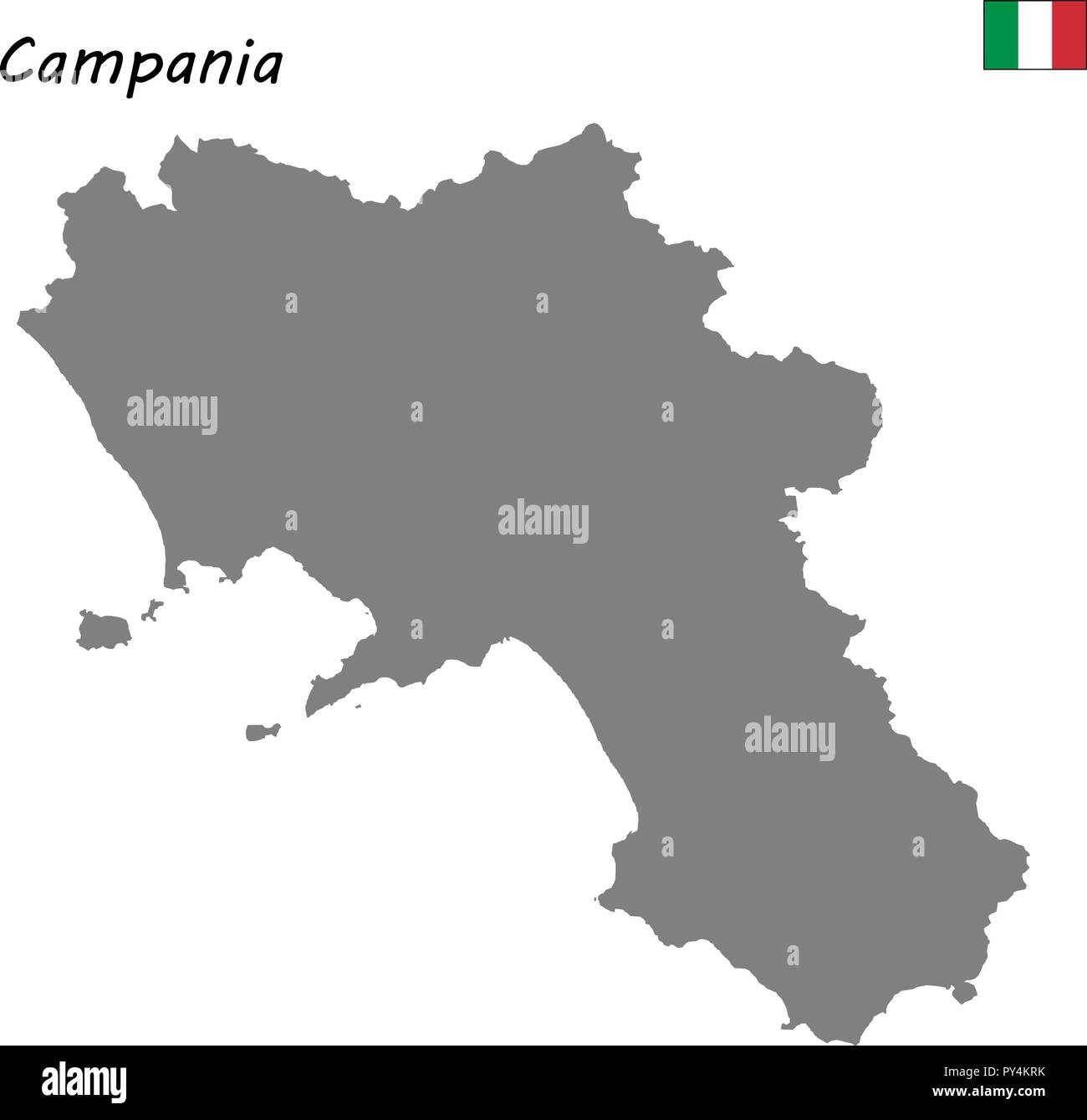 Alta Qualità Mappa Campania è una regione dell'Italia Illustrazione Vettoriale