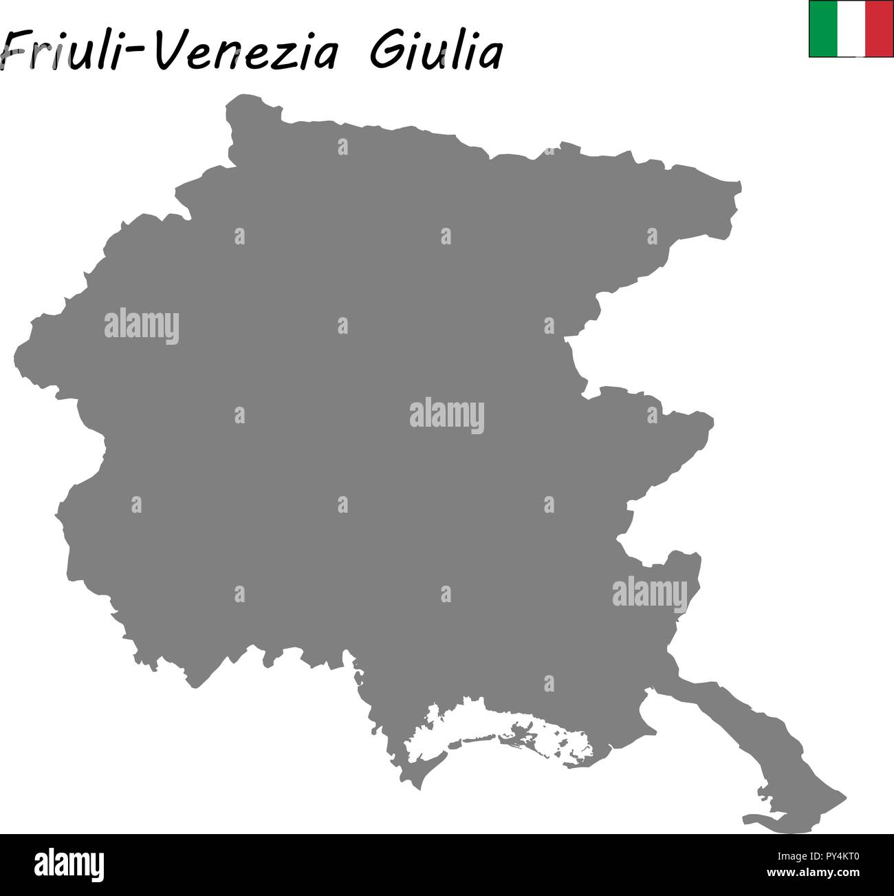 Alta Qualità Mappa del Friuli Venezia Giulia è una regione dell'Italia Illustrazione Vettoriale