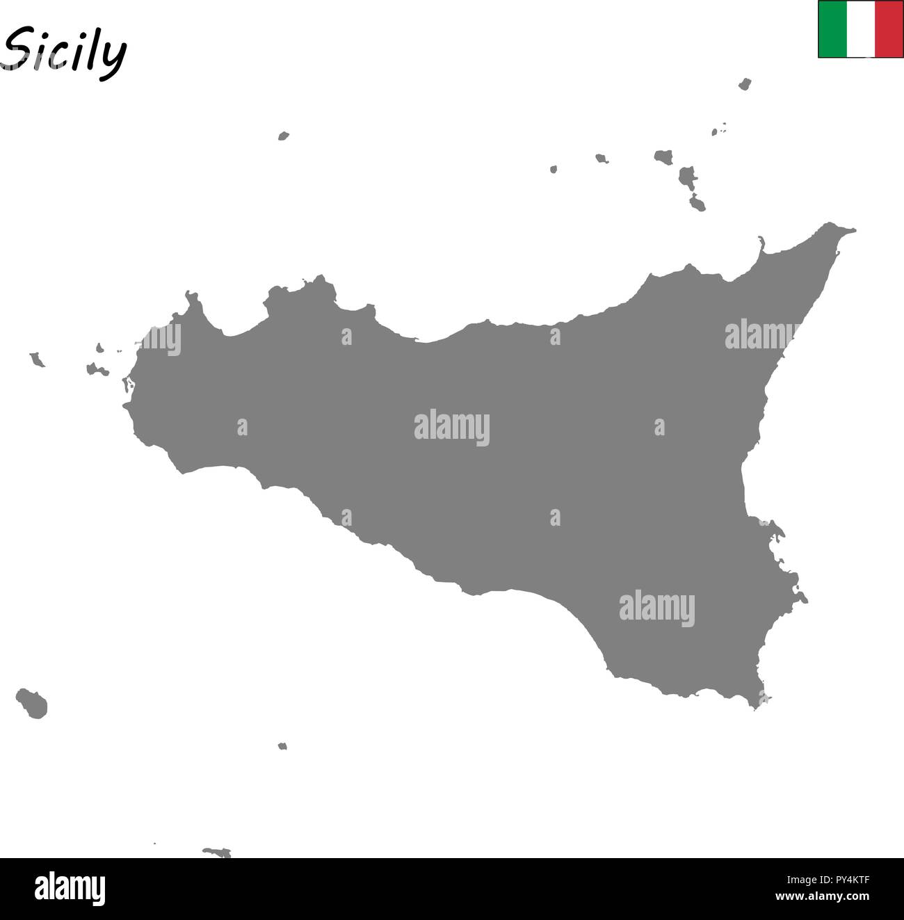 Alta Qualità Mappa della Sicilia è una regione dell'Italia Illustrazione Vettoriale