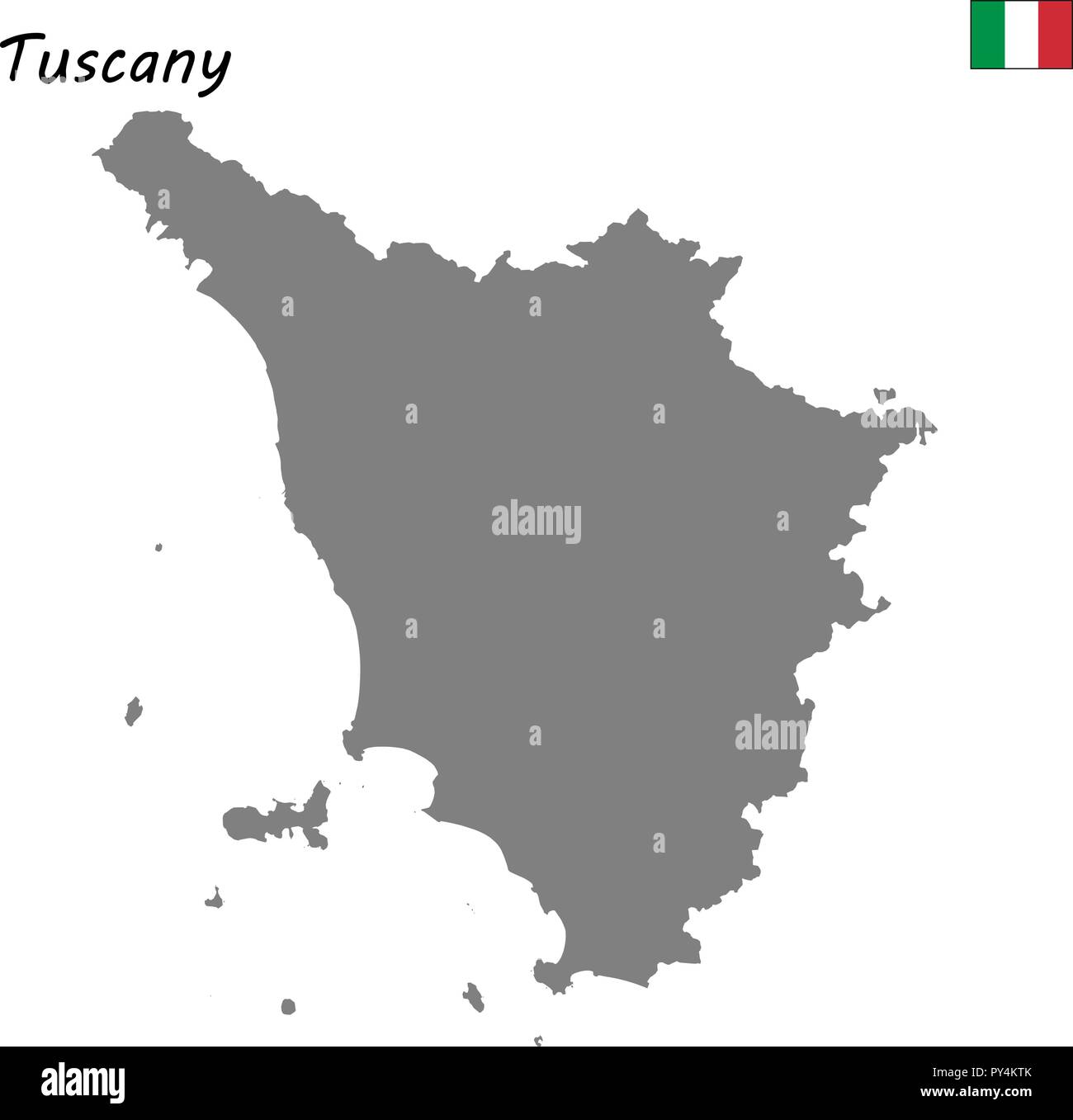 Alta qualità di mappa La Toscana è una regione dell'Italia Illustrazione Vettoriale