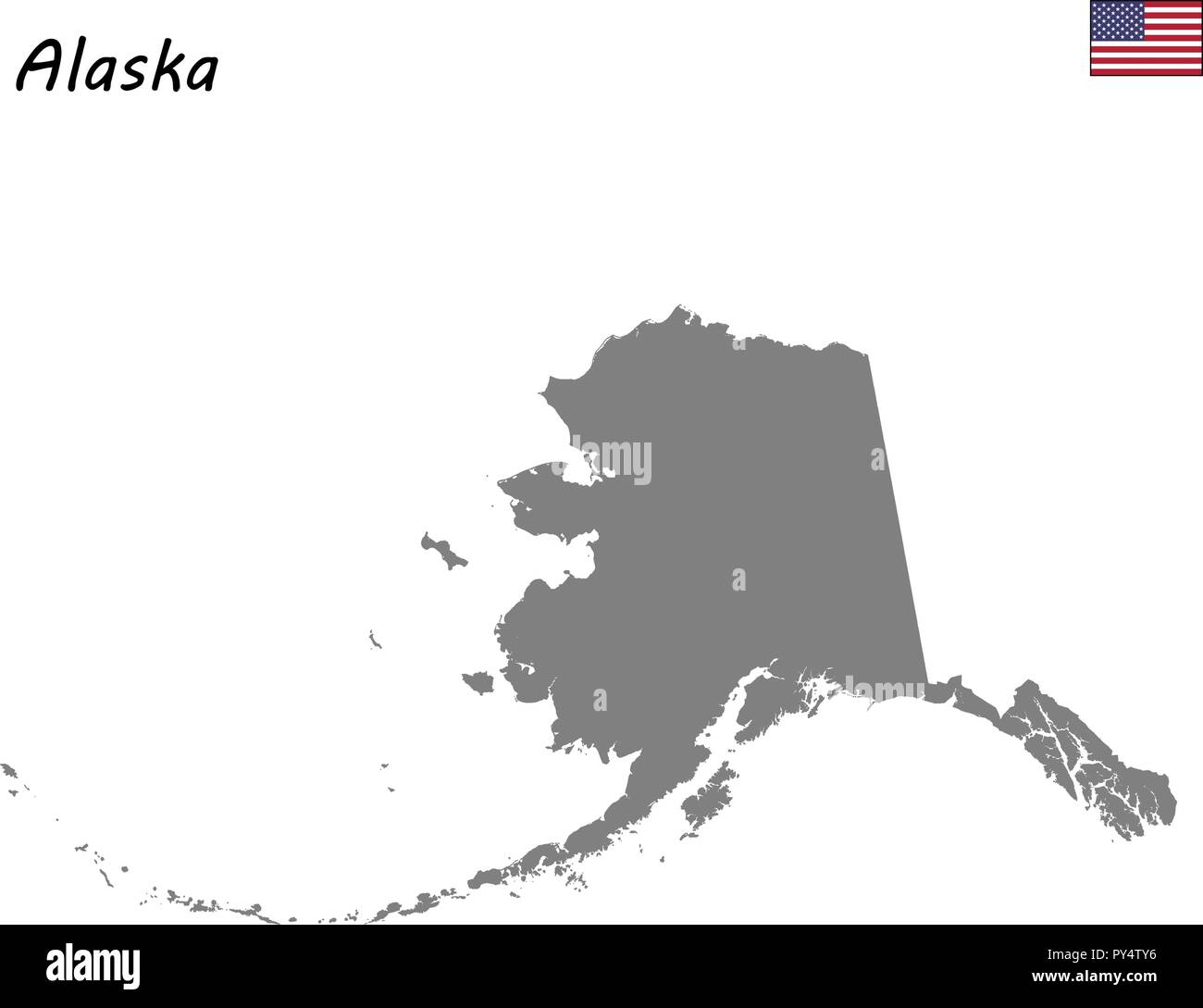 Alta qualità di stato della mappa degli Stati Uniti. Alaska Illustrazione Vettoriale