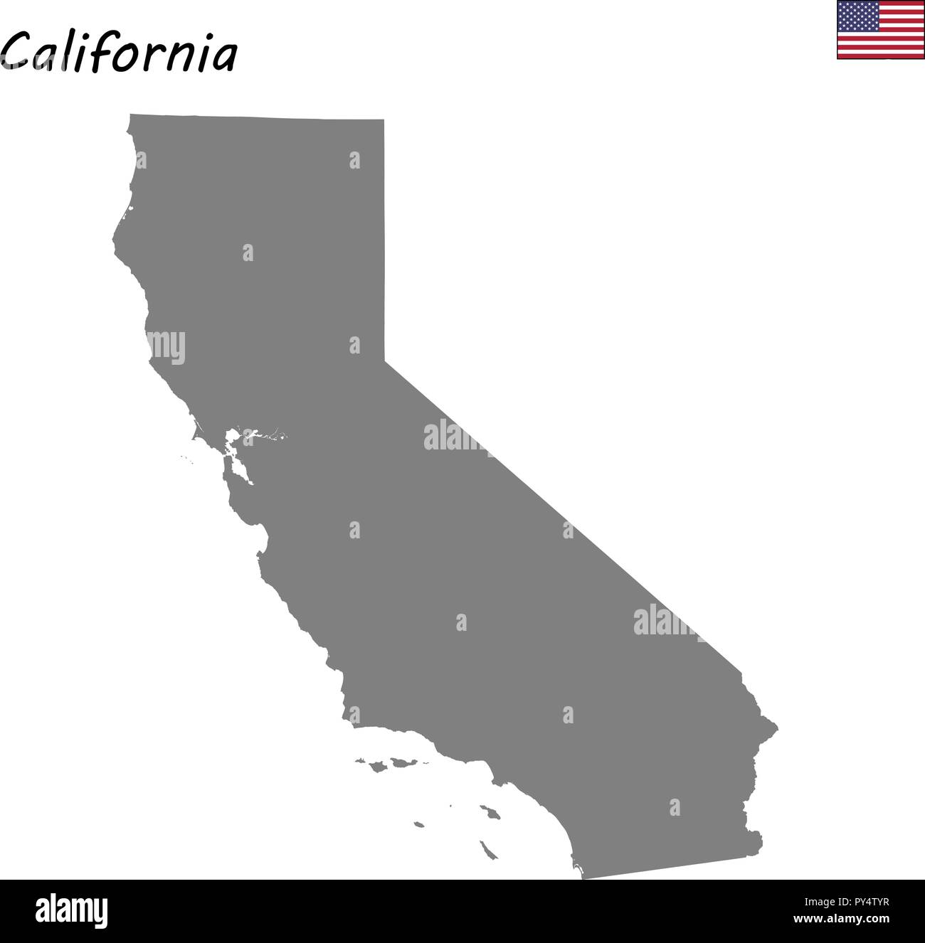 Alta qualità di stato della mappa degli Stati Uniti. California Illustrazione Vettoriale