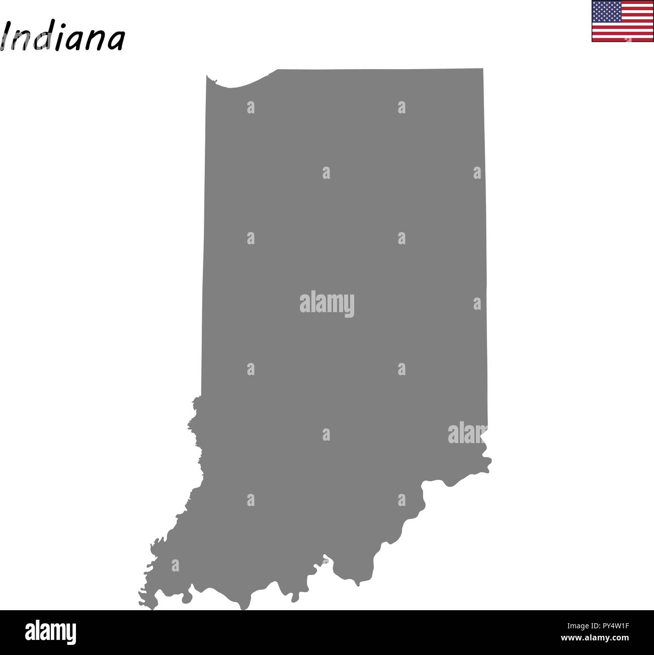 Alta qualità di stato della mappa degli Stati Uniti. Indiana Illustrazione Vettoriale