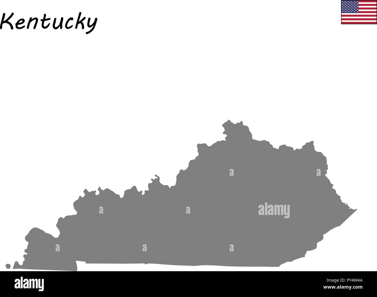 Alta qualità di stato della mappa degli Stati Uniti. Kentucky Illustrazione Vettoriale
