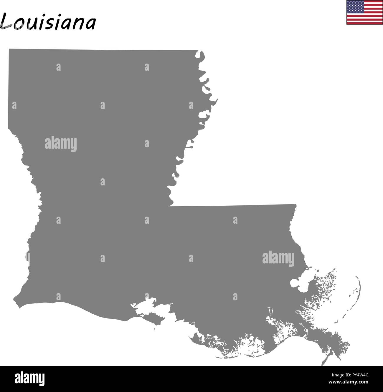 Alta qualità di stato della mappa degli Stati Uniti. Louisiana Illustrazione Vettoriale