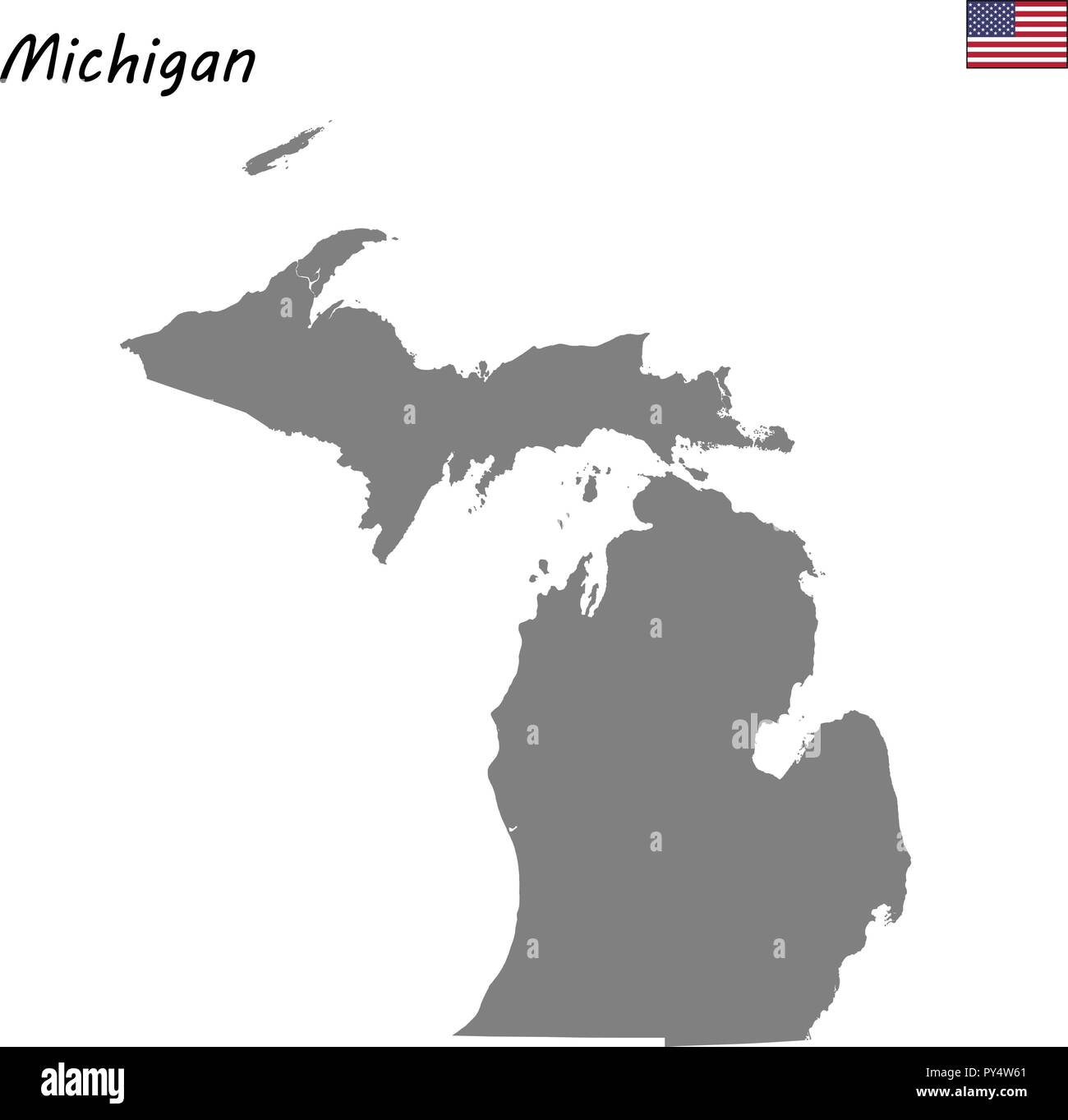 Alta qualità di stato della mappa degli Stati Uniti. Michigan Illustrazione Vettoriale