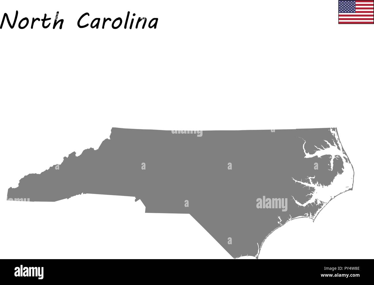 Alta qualità di stato della mappa degli Stati Uniti. Carolina del Nord Illustrazione Vettoriale