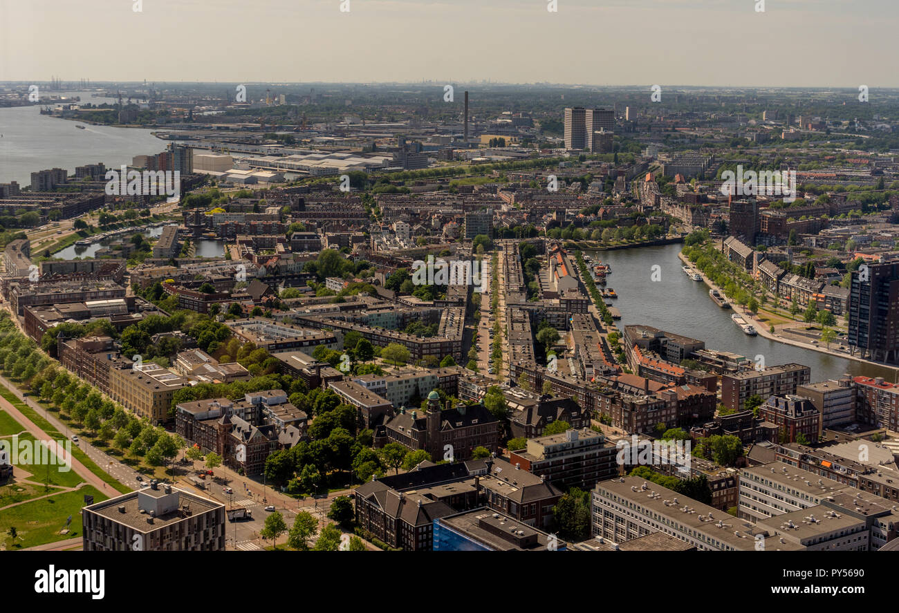 Paesi Bassi, Rotterdam, una vista di una città da Euromast skyline cityscape Foto Stock